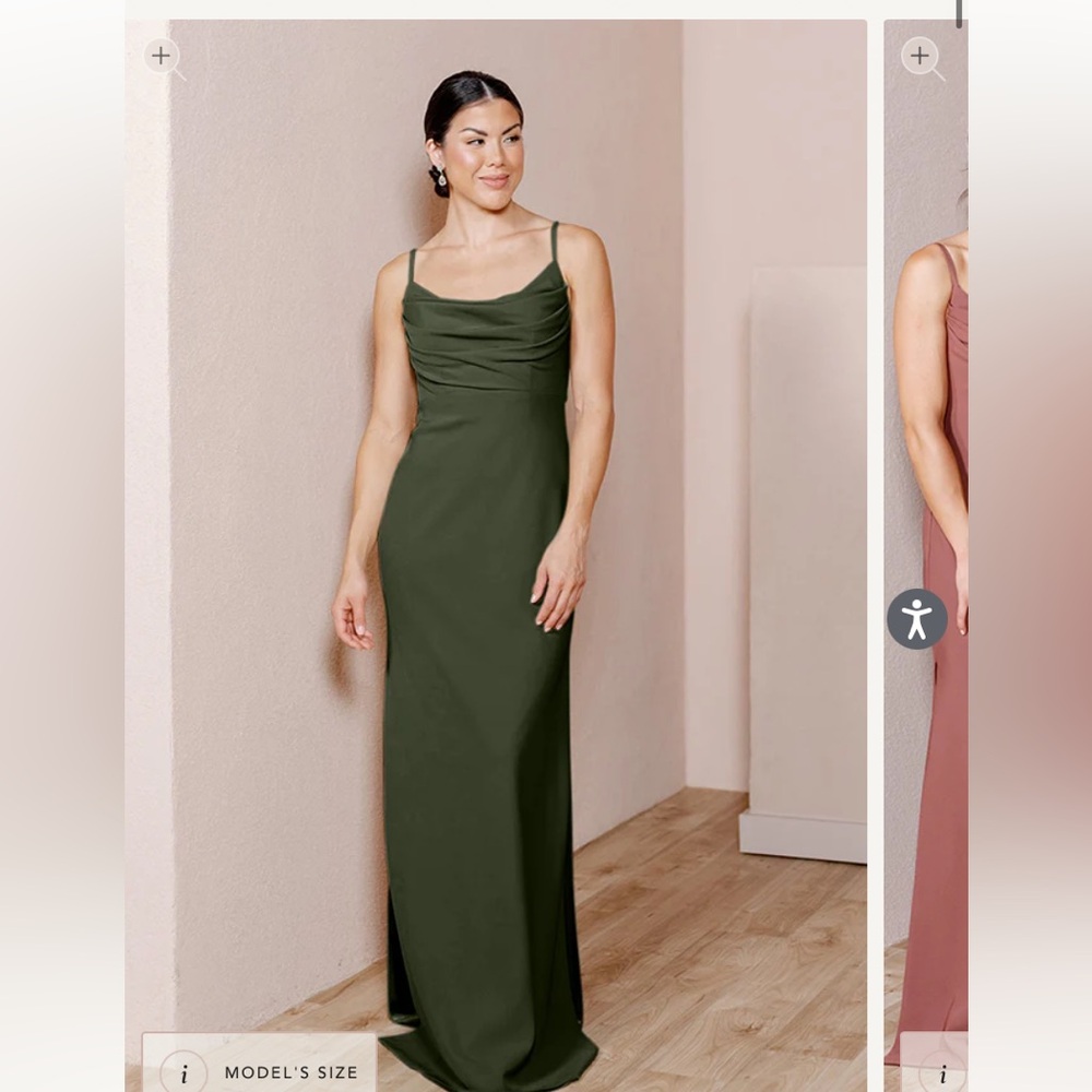 Revelry Skye Crepe Dress in Deep Olive